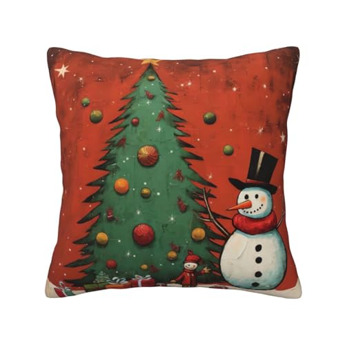 MyPiky Quadratische Kissenbezüge mit Schneemann-Weihnachtsbaum-Druck, für Couch, Sofa, Schlafzimmer, Büro, Wohnzimmer MyPiky Quadratische Kissenbezüge mit Schneemann-Weihnachtsbaum-Druck, für Couch, Sofa, Schlafzimmer, Büro, Wohnzimmer von MyPiky