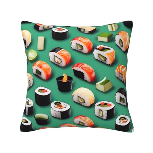 MyPiky Quadratische Kissenbezüge mit Sushi-Lebensmitteldruck, für Couch, Sofa, Schlafzimmer, Büro, Wohnzimmer MyPiky Quadratische Kissenbezüge mit Sushi-Lebensmitteldruck, für Couch, Sofa, Schlafzimmer, Büro, Wohnzimmer von MyPiky