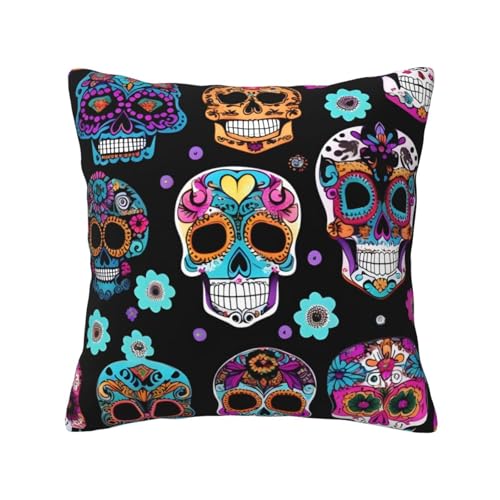 MyPiky Quadratische Kissenbezüge mit Totenkopf-Motiv, für Couch, Sofa, Schlafzimmer, Büro, Wohnzimmer MyPiky Quadratische Kissenbezüge mit Totenkopf-Motiv, für Couch, Sofa, Schlafzimmer, Büro, Wohnzimmer von MyPiky