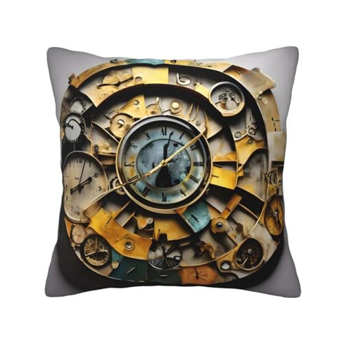 MyPiky Quadratische Kissenbezüge mit Uhr-Kunstdruck, für Couch, Sofa, Schlafzimmer, Büro, Wohnzimmer MyPiky Quadratische Kissenbezüge mit Uhr-Kunstdruck, für Couch, Sofa, Schlafzimmer, Büro, Wohnzimmer von MyPiky