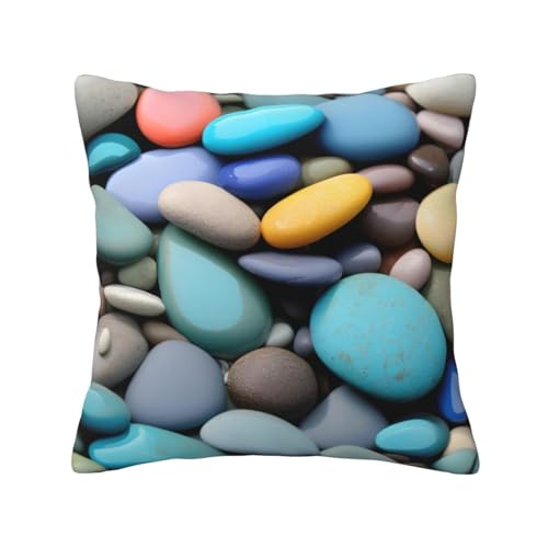 MyPiky Quadratische Kissenbezüge mit farbigen Kieselsteinen, für Couch, Sofa, Schlafzimmer, Büro, Wohnzimmer MyPiky Quadratische Kissenbezüge mit farbigen Kieselsteinen, für Couch, Sofa, Schlafzimmer, Büro, Wohnzimmer von MyPiky