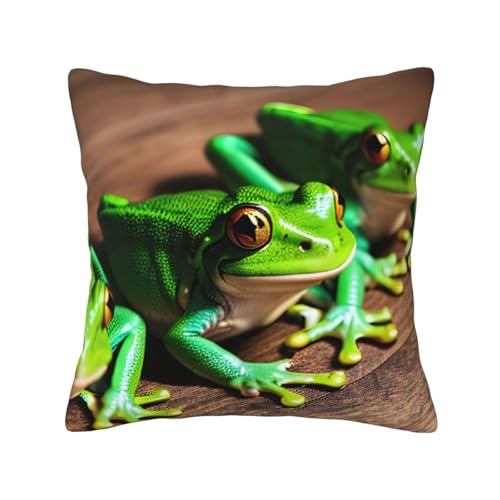 MyPiky Quadratische Kissenbezüge mit lustigem Frosch-Aufdruck, für Couch, Sofa, Schlafzimmer, Büro, Wohnzimmer MyPiky Quadratische Kissenbezüge mit lustigem Frosch-Aufdruck, für Couch, Sofa, Schlafzimmer, Büro, Wohnzimmer von MyPiky