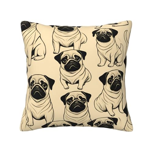 MyPiky Quadratische Kissenbezüge mit niedlichem Mops-Motiv, für Couch, Sofa, Schlafzimmer, Büro, Wohnzimmer MyPiky Quadratische Kissenbezüge mit niedlichem Mops-Motiv, für Couch, Sofa, Schlafzimmer, Büro, Wohnzimmer von MyPiky