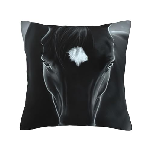 MyPiky Quadratische Kissenbezüge mit schwarzem Pferde-Druck, für Couch, Sofa, Schlafzimmer, Büro, Wohnzimmer MyPiky Quadratische Kissenbezüge mit schwarzem Pferde-Druck, für Couch, Sofa, Schlafzimmer, Büro, Wohnzimmer von MyPiky