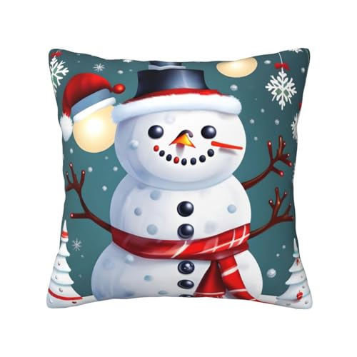 MyPiky Quadratische Kissenbezüge mit weihnachtlichem Schneemann-Motiv, für Couch, Sofa, Schlafzimmer, Büro, Wohnzimmer MyPiky Quadratische Kissenbezüge mit weihnachtlichem Schneemann-Motiv, für Couch, Sofa, Schlafzimmer, Büro, Wohnzimmer von MyPiky