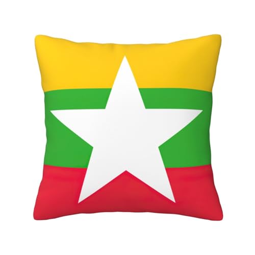 Quadratische Kissenbezüge mit Flagge von Myanmar, für Couch, Sofa, Schlafzimmer, Büro, Wohnzimmer Quadratische Kissenbezüge mit Flagge von Myanmar, für Couch, Sofa, Schlafzimmer, Büro, Wohnzimmer von MyPiky