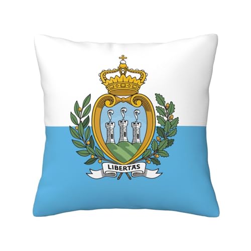 Quadratische Kissenbezüge mit Flagge von San Marino, für Couch, Sofa, Schlafzimmer, Büro, Wohnzimmer von MyPiky