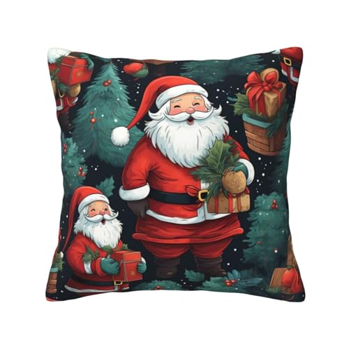 Quadratische Kissenbezüge mit niedlichem Weihnachtsmann-Druck, für Couch, Sofa, Schlafzimmer, Büro, Wohnzimmer von MyPiky