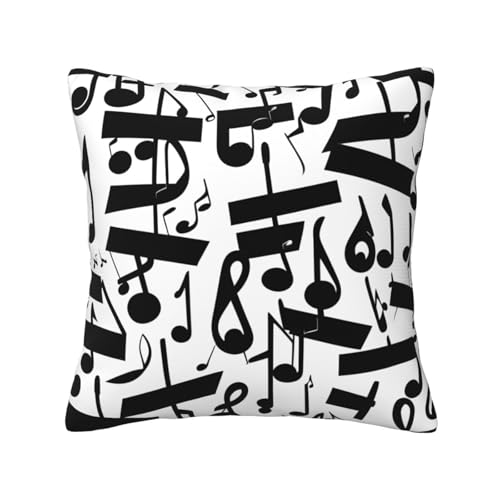 Quadratische Kissenbezüge mit schwarzem Musiknoten-Druck, für Couch, Sofa, Schlafzimmer, Büro, Wohnzimmer Quadratische Kissenbezüge mit schwarzem Musiknoten-Druck, für Couch, Sofa, Schlafzimmer, Büro, Wohnzimmer von MyPiky