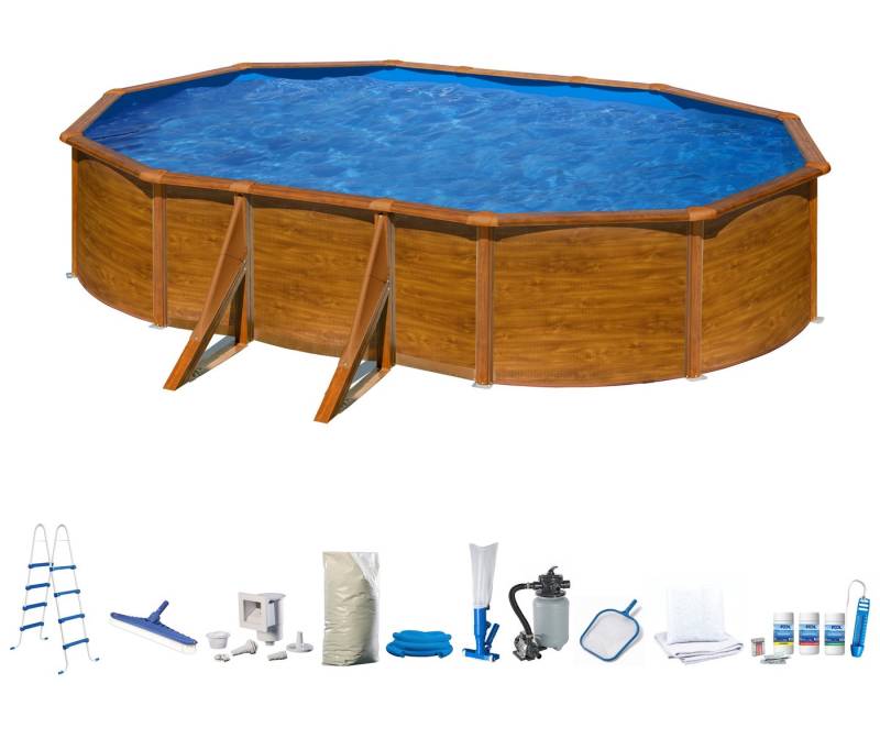 my POOL BWT Ovalpool (Komplett-Set, 10-tlg), in moderner Holzoptik, Höhe 132 cm, verschiedene Größen von My Pool Bwt