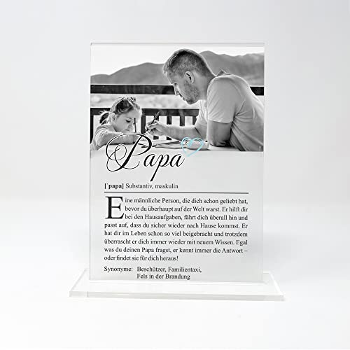 MyPrezzie Definition Glas mit eigenem Foto | Alternative zum Definition Poster | Liebe, Freunde | Personalisierte Geschenke für die Familie, Schwester, Bff (Papa) von MyPrezzie