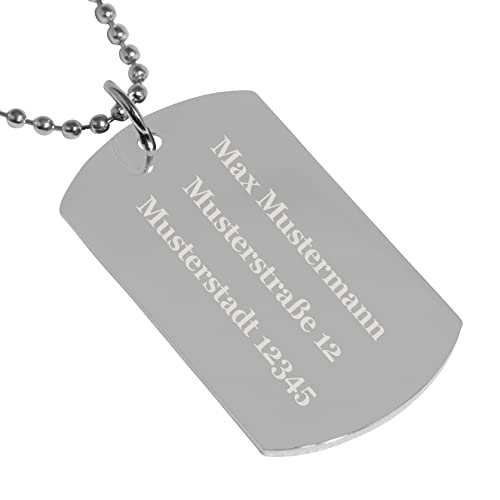 MyPrezzie Großer Dog-Tag mit eigener beidseitiger Gravur für Männer und Frauen | ID-Tag aus Edelstahl in silber mit Text gravieren | Personalisierte Erkennungsmarke | ca. 2,9 x 5,0 cm | von MyPrezzie