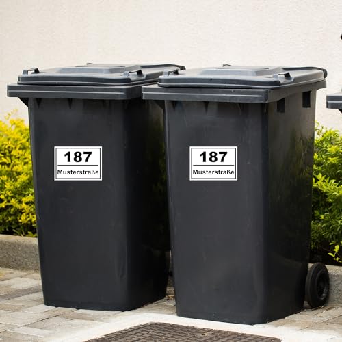 MyPrezzie Premium Personalisierte Mülltonnenorganizer: Aufkleber-Set mit Hausnummer und Straßenname für deine Wheelie Bin von MyPrezzie