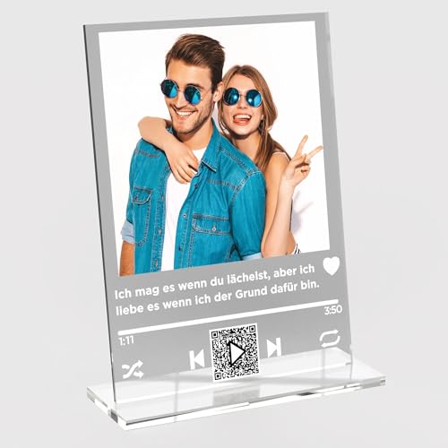 MyPrezzie echtes Glas Bild personalisiert mit deinem eigenem Foto/Bild, Text, Widmung | Fotografien für den Partner, Freund oder Famile | Österreich (Spotify Song Cover Glas) von MyPrezzie