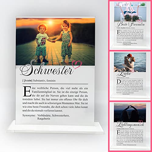 MyPrezzie Defintion Design Glas Bild | Personalisierte Foto Geschenke für Sie & Ihn |13x18 cm| Geschenke für Frauen, Männer | zum Jahrestag | Couple Geschenke | persönliche Foto Geschenke von MyPrezzie