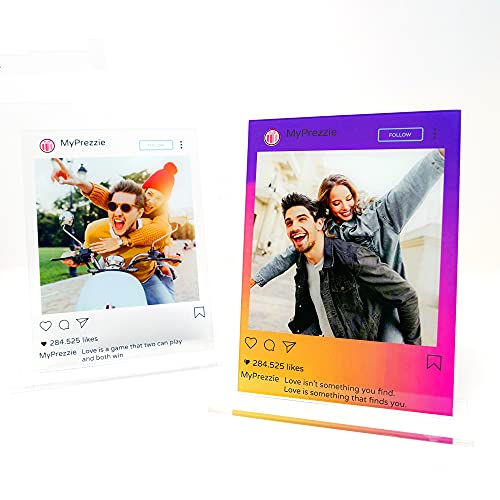 MyPrezzie Instagram Design Glasbild | Personalisiertes Foto Geschenk für Sie & Ihn | 13x18cm | Für Frauen, Männer, Partner und Beste Freunde | Couple Geschenk von MyPrezzie