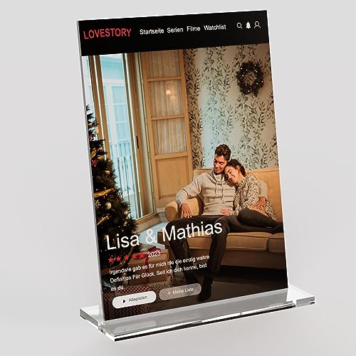 MyPrezzie Netflix Design Glas Bild | Personalisierte Foto Geschenke für Sie & Ihn | 13x18cm | Geschenke für Frauen, Männer, Partner und beste Freunde | Couple Geschenke von MyPrezzie