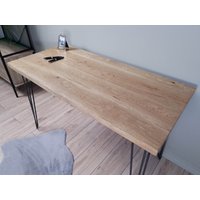 Büroschreibtisch Aus Massivem Eichenholz Mit Haarnadelbeinen, Altholz, Schreibtisch Schriftzug, Handgefertigter Industrie-Büroschreibtisch Büroschreibtisch Aus Massivem Eichenholz Mit Haarnadelbeinen, Altholz, Schreibtisch Schriftzug, Handgefertigter Industrie-Büroschreibtisch von MyReclaimedStore