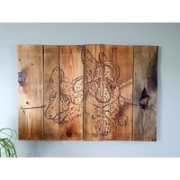 Großes Wandkunst Für Haustiere - Ihr Hund/Katze Holzschild 80 X 40 cm Altholzdekor Personalisiertes Haustierportrait Rustikales Tier-Wohndekor von MyReclaimedStore