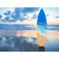 Großes Surfbrett Mit Epoxidharz Ozean Wellen, Surfer Geschenk, Wanddekoration, Kunst von MyResinGiftStore