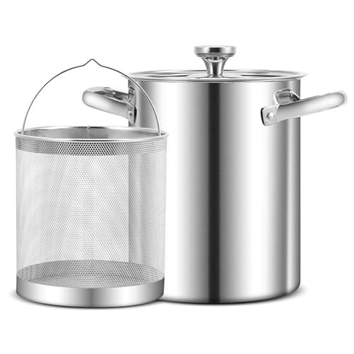 4L Spargeltopf 304 Edelstahl Fritteuse Topf Spargel Gemüse Dampfgarer Spaghetti Nudeln Herdplatten-Kocher Mit Abnehmbarem Korb Und Deckel, Silber von MyRun