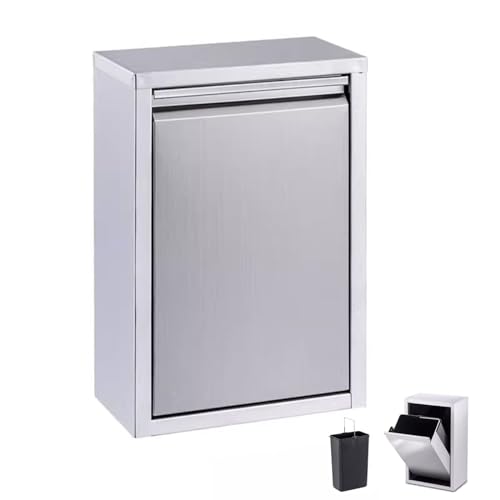 Einzeln Ausziehbar Mülleimer Rostfreier Stahl Außenbereich Küchenschubladen Kommerziell Mülleimer Mit 8L Papierkorb Für BBQ-Insel Grill-Station (Silber) von MyRun