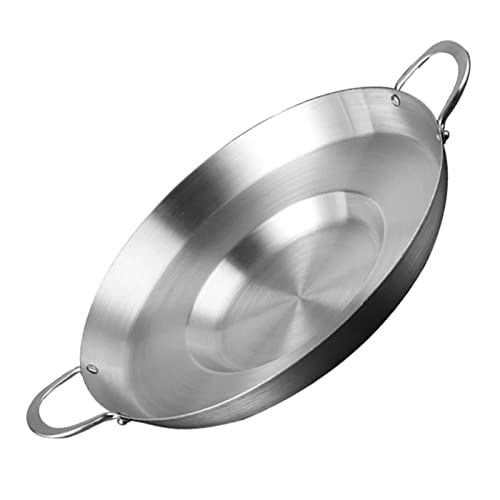 Mexikanische Discada-Pfanne Rostfreier Stahl Comal Bratpfanne Hochbelastbar Konkav Comal Konvex Cazo Griddle Fritteuse Kochgeschirr Für Zuhause Küche Restaurant, Silber, 45cm von MyRun
