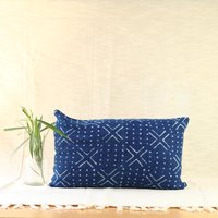Indigo Lumbale Kissenbezug Boho Schlammstoff Handgewebter Handblockdruck-Baumwollcanvas-Rückenabdeckung Indigo Lumbale Kissenbezug Boho Schlammstoff Handgewebter Handblockdruck-Baumwollcanvas-Rückenabdeckung von MyRustyTrunk