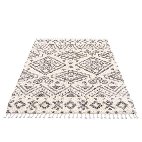 Teppich Wohnzimmer Shaggy - Creme 200x290cm - Schlafzimmer Soft Shaggy Flauschig mit Fransen - Rauten Muster - Oeko Tex 100 Standard - Allergiker geeignet Teppich Wohnzimmer Shaggy - Creme 200x290cm - Schlafzimmer Soft Shaggy Flauschig mit Fransen - Rauten Muster - Oeko Tex 100 Standard - Allergiker geeignet von MyShop24