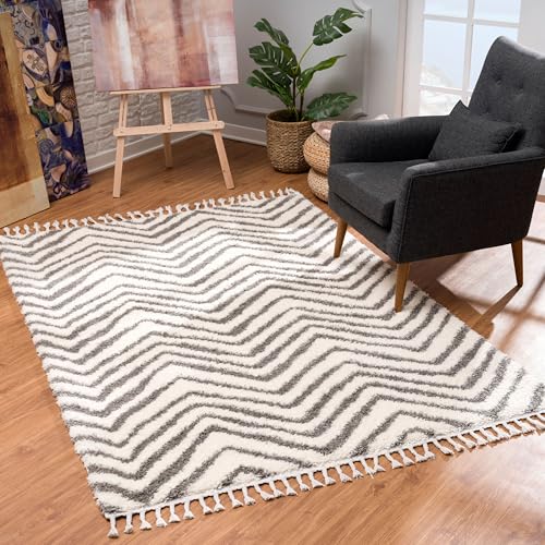 MyShop24 Teppich Wohnzimmer Shaggy - Creme-Grau - 80x300cm - Schlafzimmer Soft Hochflor mit Fransen Flauschig im trendigen Berber Muster - Oeko Tex 100 Standard - Allergiker geeignet MyShop24 Teppich Wohnzimmer Shaggy - Creme-Grau - 80x300cm - Schlafzimmer Soft Hochflor mit Fransen Flauschig im trendigen Berber Muster - Oeko Tex 100 Standard - Allergiker geeignet von MyShop24