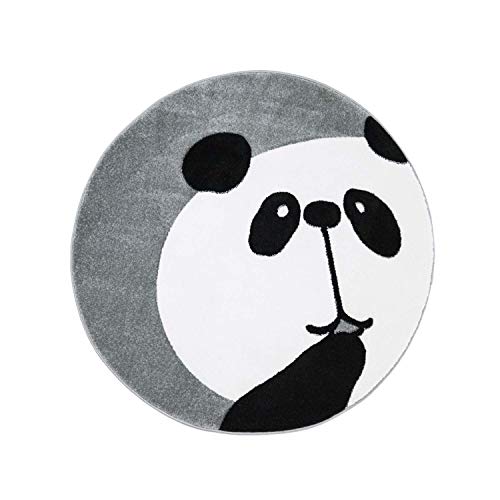 MyShop24h Kinderteppich Spielteppich Teppich Kinderzimmerteppich Hochwertig Panda-Bär in Pastell-Grau mit Konturenschnitt, Größe in cm:120 x 120 cm rund von MyShop24h