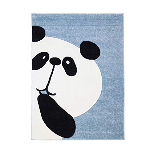 MyShop24h Kinderteppich Teppich Kinderzimmer Hochwertig Panda-Bär in Pastell-Blau mit Konturenschnitt, Größe in cm:120 x 170 cm von MyShop24h