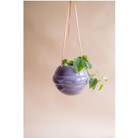 Ball Hängeampel, Lila Keramik Leder Pedenat, Einzigartiger Topf, Blumentopf von MySimpleForms