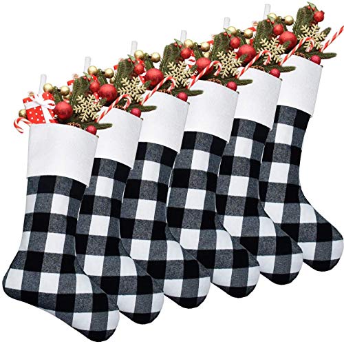MySixKeen 6er Pack Weihnachtsstrümpfe - 18 Zoll Schwarz Weiß Büffel Plaid Weihnachtsstrümpfe Kamin Hängende Strümpfe für Familien Weihnachtsdekoration Weihnachtszeit Party Dekor MySixKeen 6er Pack Weihnachtsstrümpfe - 18 Zoll Schwarz Weiß Büffel Plaid Weihnachtsstrümpfe Kamin Hängende Strümpfe für Familien Weihnachtsdekoration Weihnachtszeit Party Dekor von MySixKeen