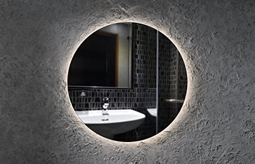 Badspiegel Rund mit LED Beleuchtung Touch Schalter Optional Runder Wandspiegel mit indirekte Beleuchtung Forte Moon (100 Ø cm, LED Neutral) von MySpiegel.de