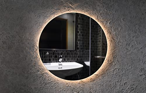 Badspiegel Rund mit LED Beleuchtung Touch Schalter Optional Runder Wandspiegel mit indirekte Beleuchtung Forte Moon (70 Ø cm, LED Warm) von MySpiegel.de