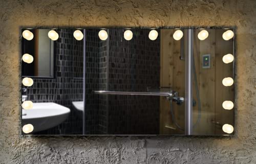 MySpiegel.de LED Schminktisch Spiegel mit Beleuchtung Hollywood Spiegel Theaterspiegel Kosmetikspiegel Wandspiegel Lichtspiegel Chim (100 x 70 cm, Links-Oben-Rechts) von MySpiegel.de