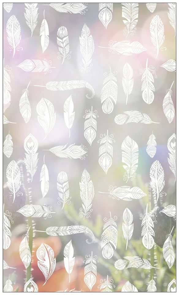 Fensterfolie Look Feathers white, MySpotti, halbtransparent, glatt, 60 x 100 cm, statisch haftend von MySpotti