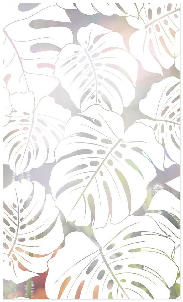 Fensterfolie Look Monstera white, MySpotti, halbtransparent, glatt, 60 x 100 cm, statisch haftend von MySpotti