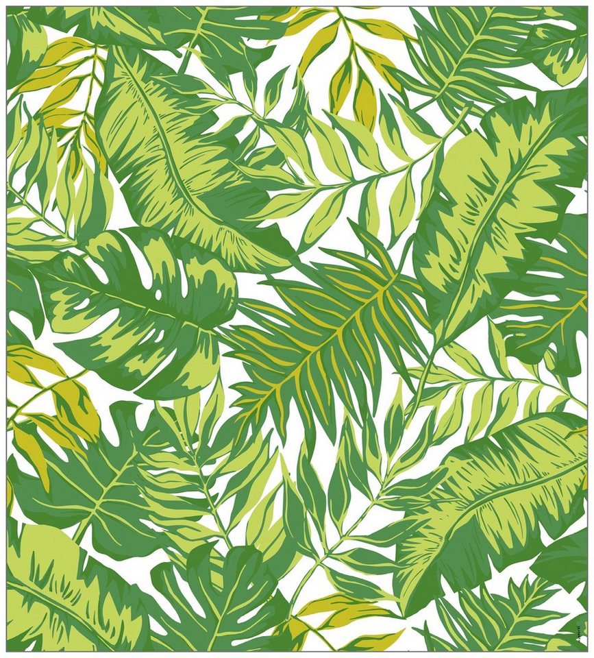 Fensterfolie Look Palm Leaves green, MySpotti, halbtransparent, glatt, 90 x 100 cm, statisch haftend von MySpotti