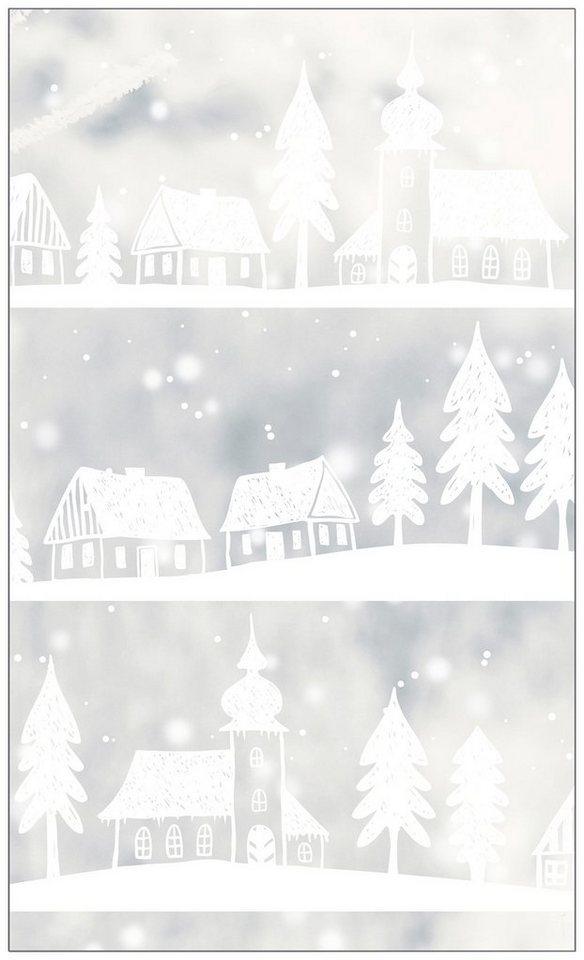 Fensterfolie Look Winter Village white, MySpotti, halbtransparent, glatt, 60 x 100 cm, statisch haftend von MySpotti