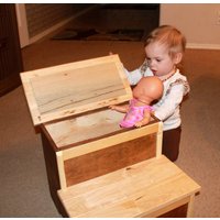 Hocker Mit Aufbewahrung | Landhaus Tritthocker Jugendhocker Personalisierter Kinderhocker Küchenhocker 8/19 von MySquareWoodworking