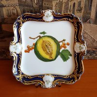 Lindner Vintage Schale Teller Porzellan Zierschale Kobalt & Gold Servierplatte Obstmotiv Germany von MyStyleFashionCo