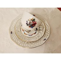 Schumann Florence Teegedeck Tasse Untertasse Porzellan Teetasse Kaffeetasse Durchbruchporzellan von MyStyleFashionCo