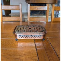 Vintage Kupfer Stövchen Mit Kerzenhaltern Rustikales Schweizer Chalet Dekor von MySwissFinds