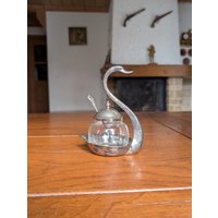 Vintage Schwan Zuckerdose Mit Löffel Und Tablett Zink Metall Glasbehälter Küchendekor von MySwissFinds
