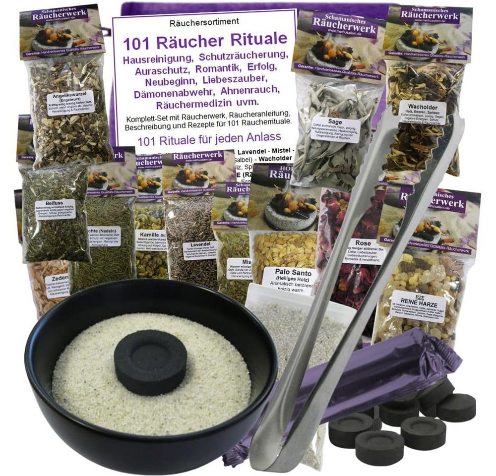 MyTobaQ Räucherschale Hausreinigung Räuchern - 20teiliges Räucher-Set 101 Rituale, Schutz., (1 St) von MyTobaQ