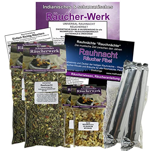 RAUHNÄCHTE UNIVERSAL RAUHNACHT 10-TLG Räucherset zum AUSRÄUCHERN mit WEIHRAUCH & MYRRHE für HAUSREINIGUNG & KEHRAUS. 4X Räuchermischung. 6X ZUBEHÖR mit Rauhnachtfibel. 81188 WOM-X4 von MyTobaQ