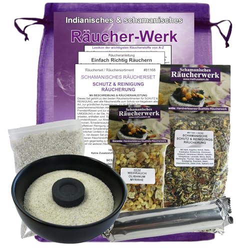 Schutz HAUSREINIGUNG RAUHNÄCHTE räuchern 7-TLG RÄUCHER Set mit WEIHRAUCH + MYRRHE + Räucherschale. Mit Räucherwerk, Räucherkohle, Zubehör, Anleitung 81168-S von MyTobaQ