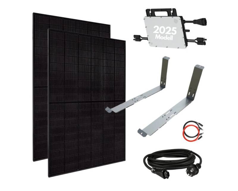 MyVoltaics Balkonkraftwerk 800 Watt MyCarport 880+ W für Garage, Carport, Flachdach Komplettset, 880 W, mit 2 Modulen bifazial, Versand gratis, (Set komplett, 5-St., inkl. Halterung für Flachdach, Garage oder Carport), inkl. WLAN Wechselrichter (2025er Modell) & allen Kabeln von MyVoltaics
